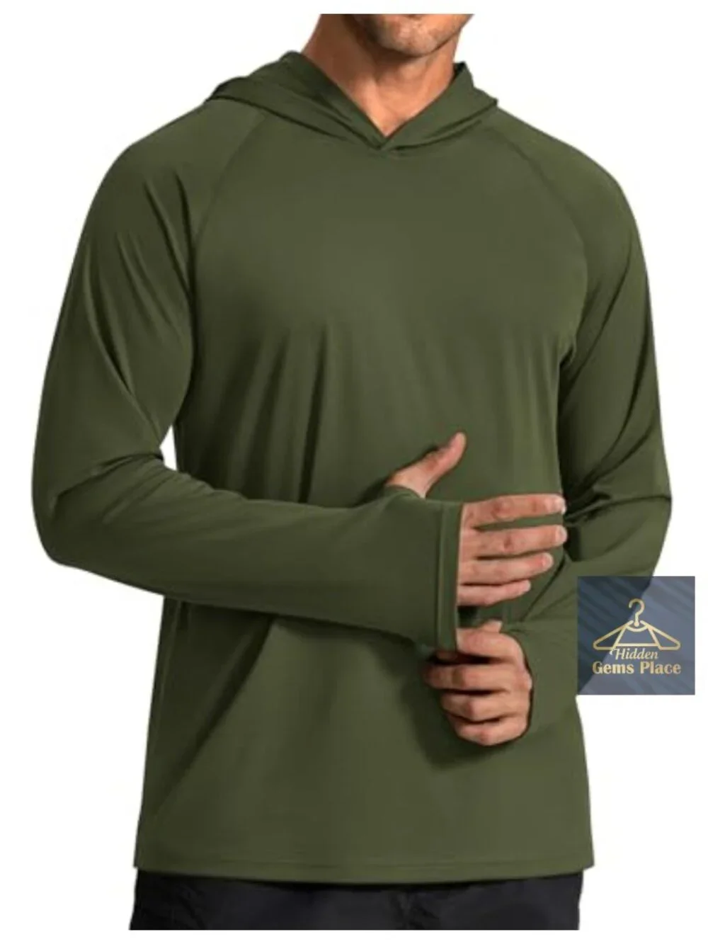 SPF 50+ Long Sleeve Rash Guard Sun Hoodie Fishing Shirt with Thumbhole